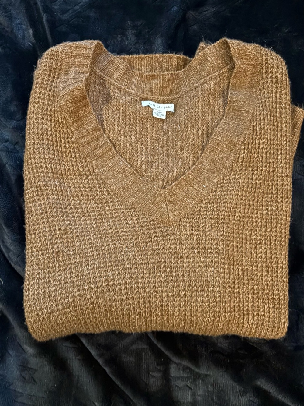 American Eagle Outfitters Brown V-Neck Knit Sweater